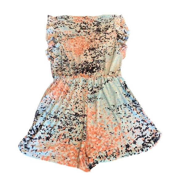 BCBGMAXAZRIA Women's Multicolor Wrap Floral Ruffle Romper Small - Picture 2 of 8